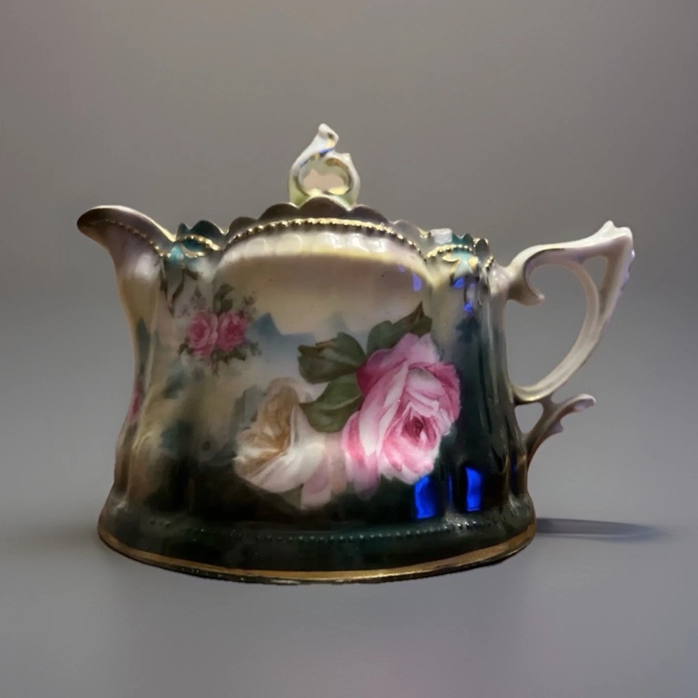 Antique RS Prussia Jeweled Syrup Pitcher With Lid